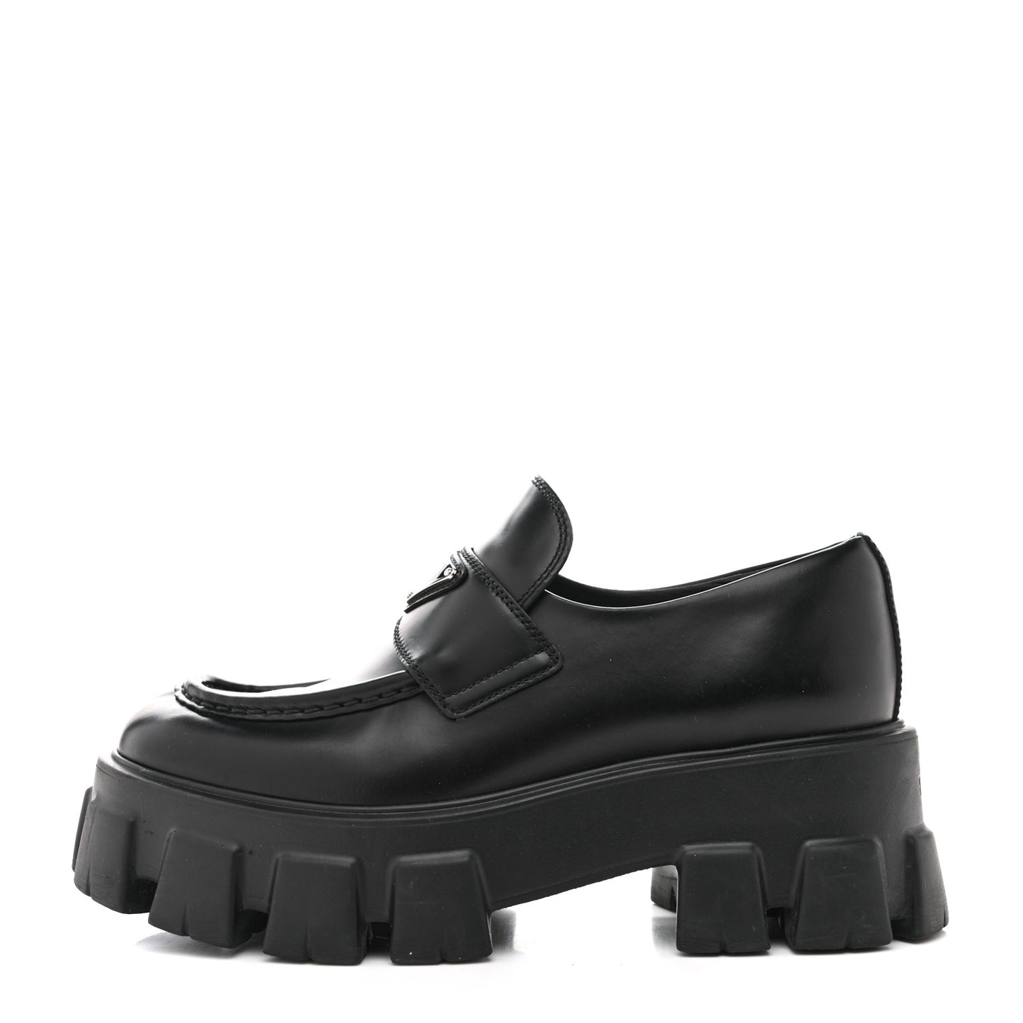 Spazzolato Rois Metal Triangle Logo Monolith 55mm Loafers 38.5 Black 37.5 Black