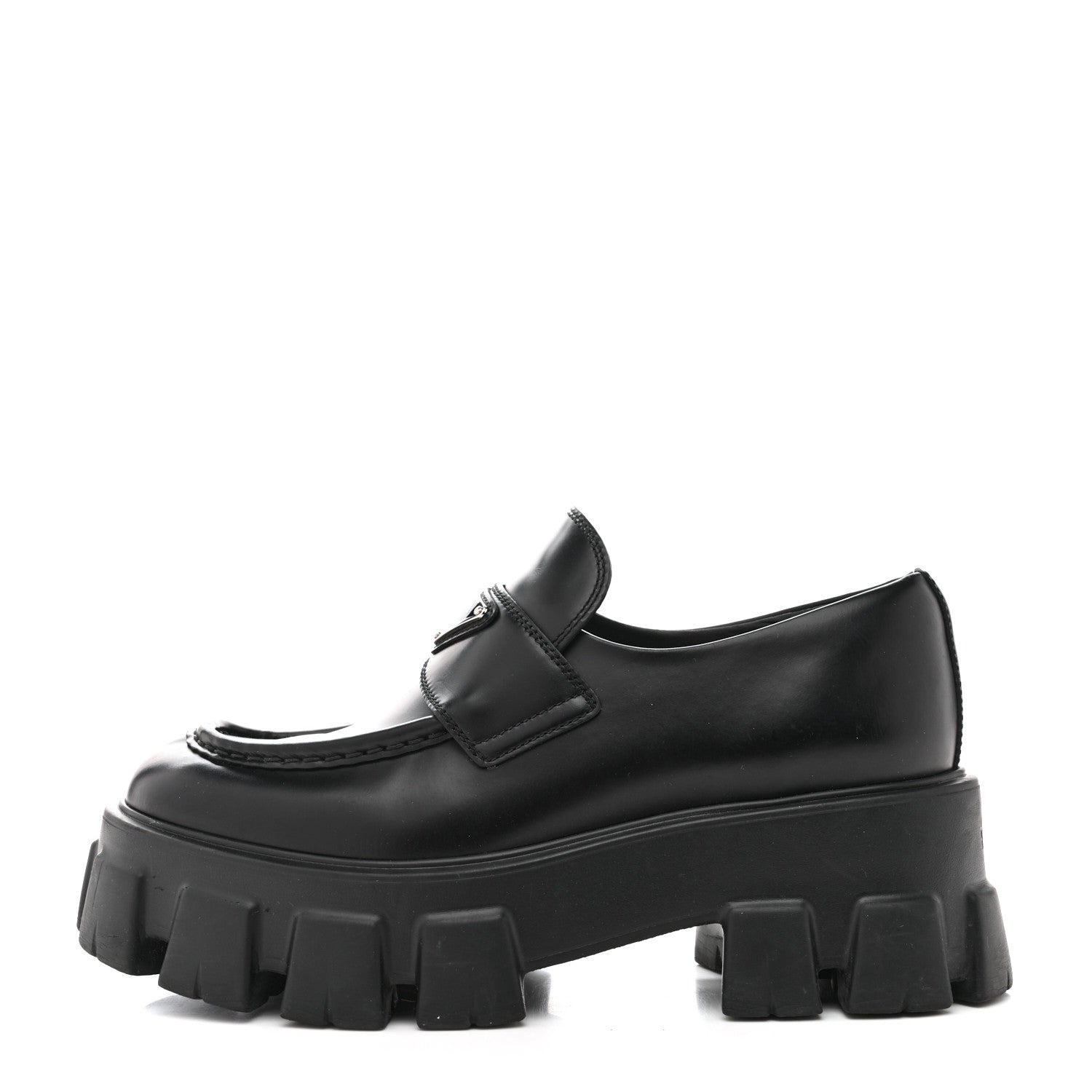 Prada Spazzolato Rois Metal Triangle Logo Monolith 55mm Loafers 38.5 Black 37.5 Black 1 of 11