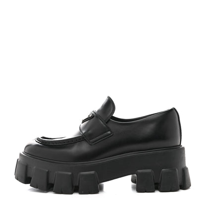 Prada Spazzolato Rois Metal Triangle Logo Monolith 55mm Loafers 38.5 Black 37.5 Black 1 of 11