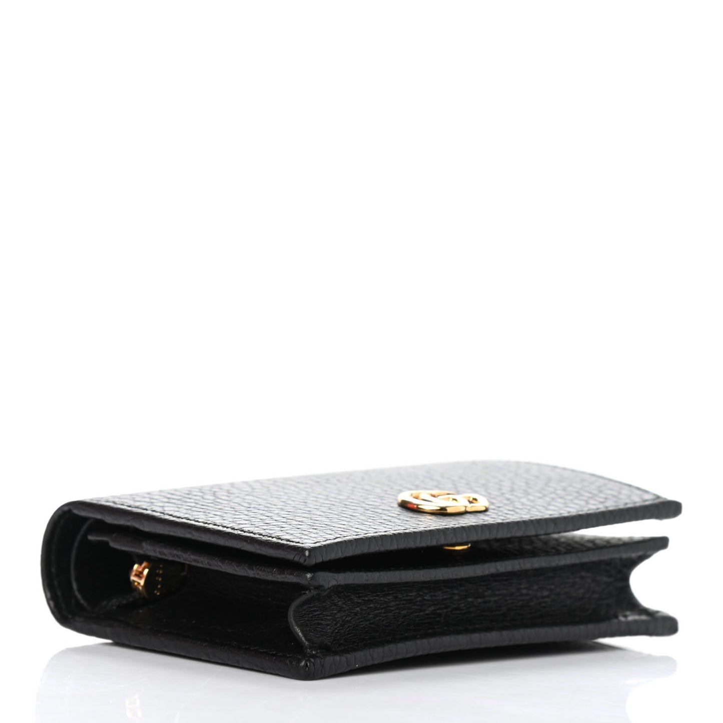 Pebbled Calfskin GG Marmont Card Case Black
