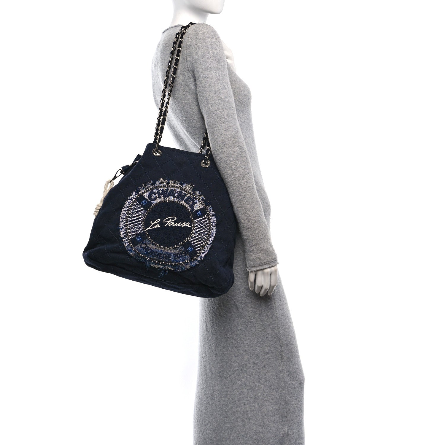 Chanel Canvas Quilted La Pausa Large Shopping Tote Navy 2 of 10