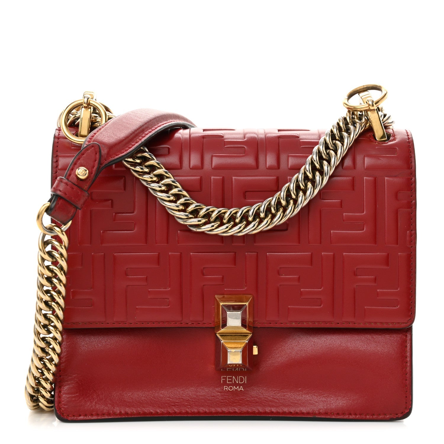 Fendi Vitello Liberty FF 1974 Embossed Small Kan I Shoulder Bag Fragola 1 of 14