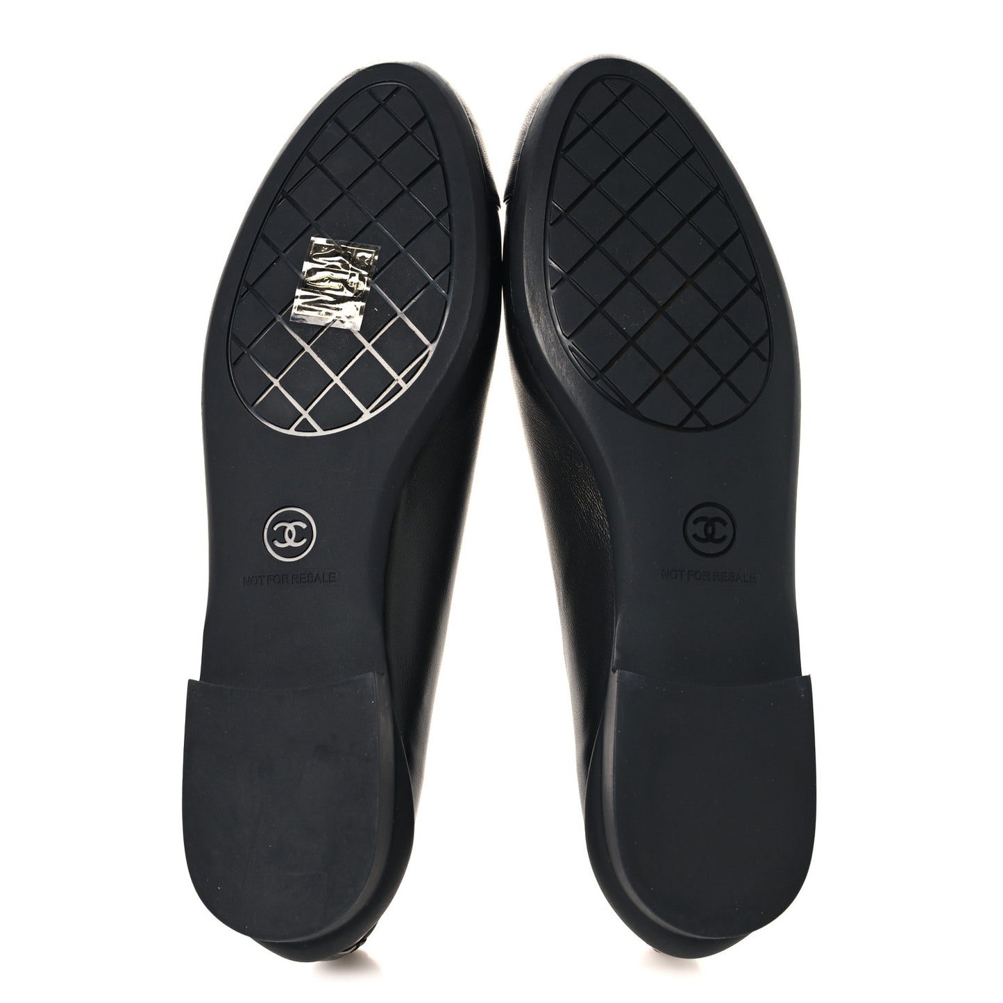 Lambskin Cap Toe CC Uniform Ballerina Flats 37 Black