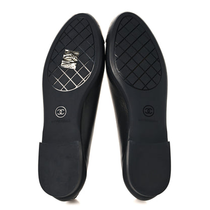 Chanel Lambskin Cap Toe CC Uniform Ballerina Flats 37 Black 6 of 9