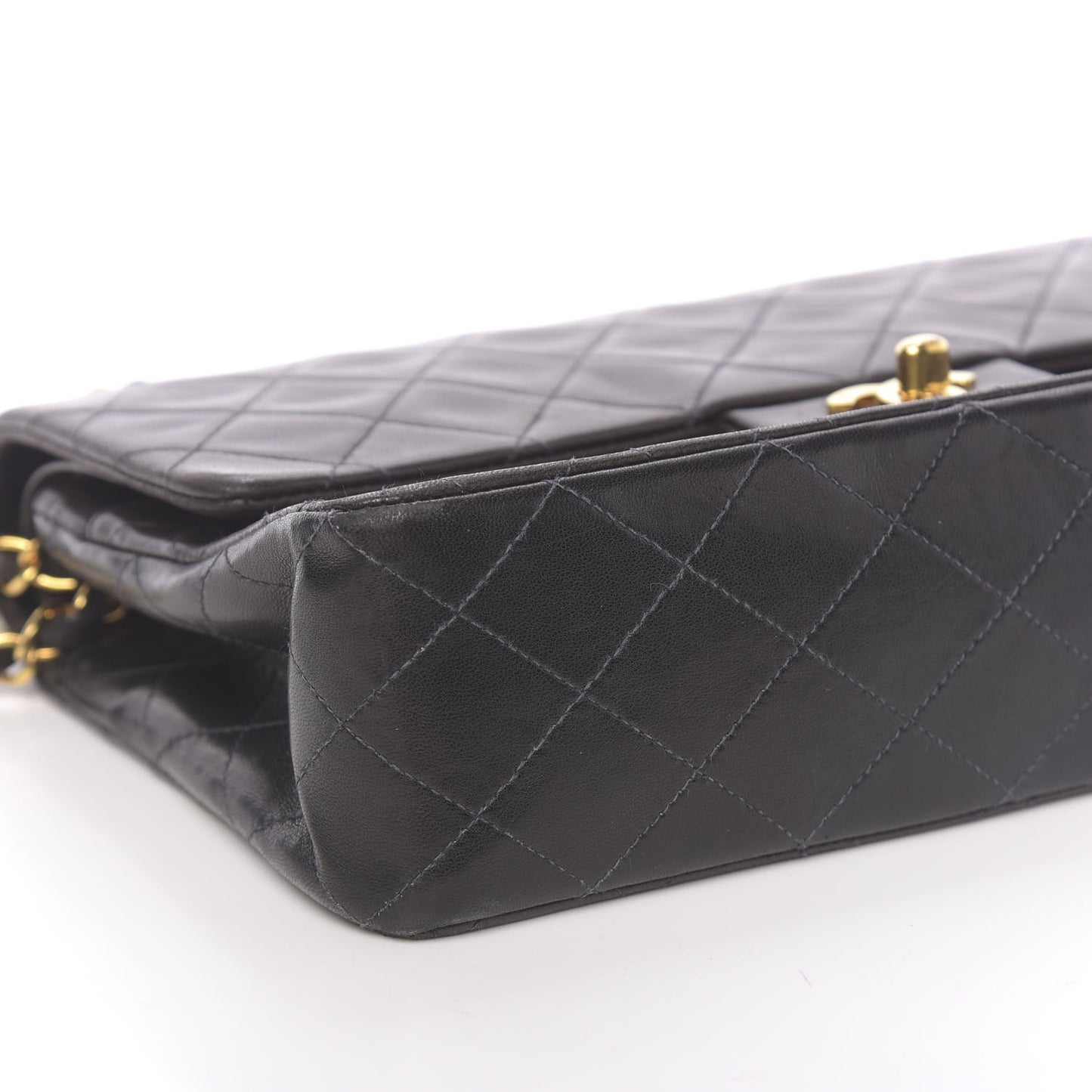 Lambskin Quilted Medium Double Flap Brown