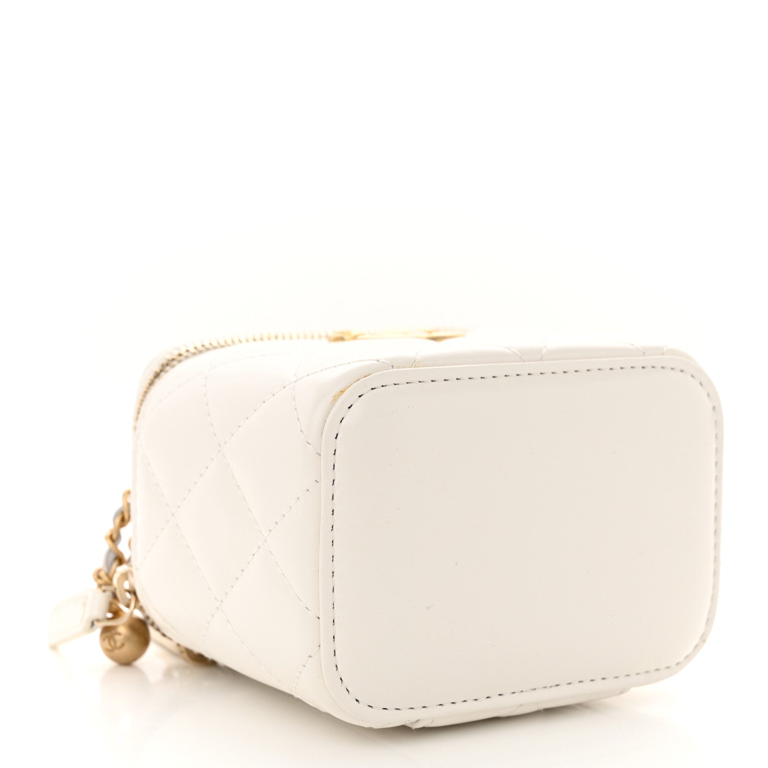 Chanel Calfskin Quilted Mini Perfect Fit Vanity Case With Chain White 4 of 13