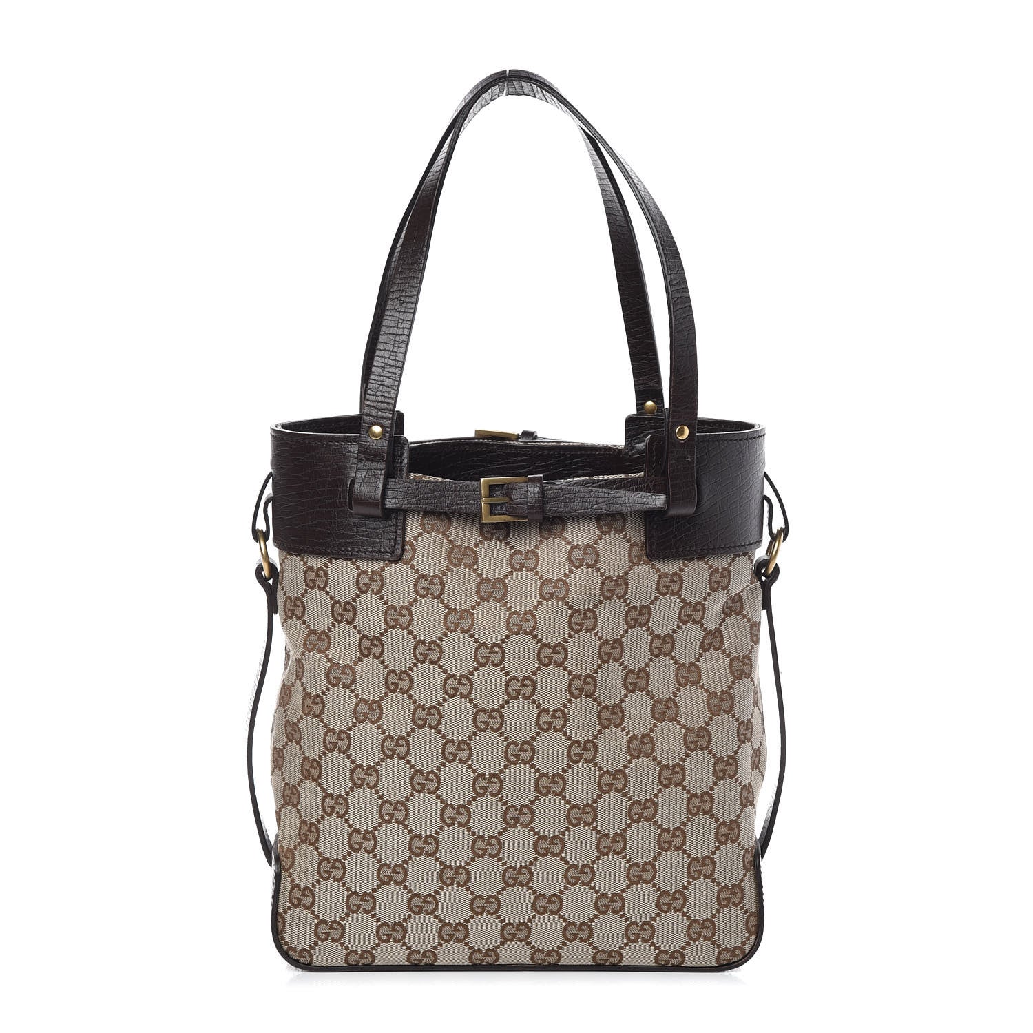 Gucci Monogram Small Bucket Tote Dark Brown 1 of 10