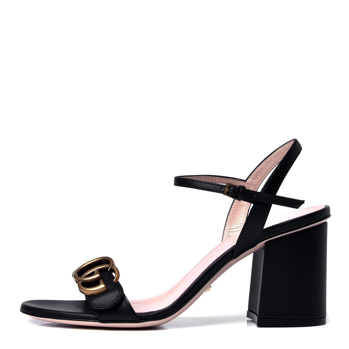 Lifford Calfskin GG Marmont Ankle Wrap 75mm Sandals 37.5 Black