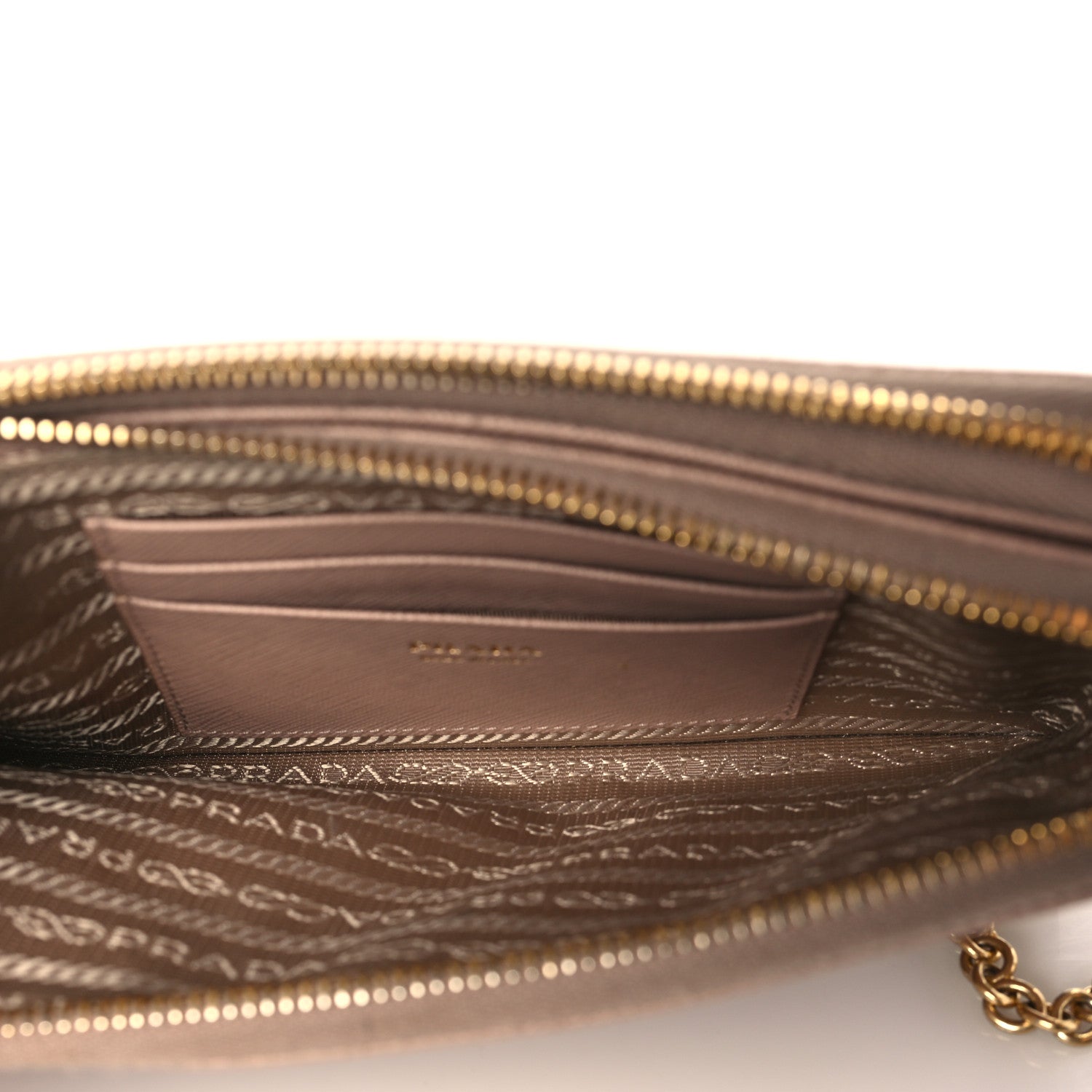 Prada Saffiano Lux Mini Double Zip Chain Crossbody Bag Cammeo 5 of 10
