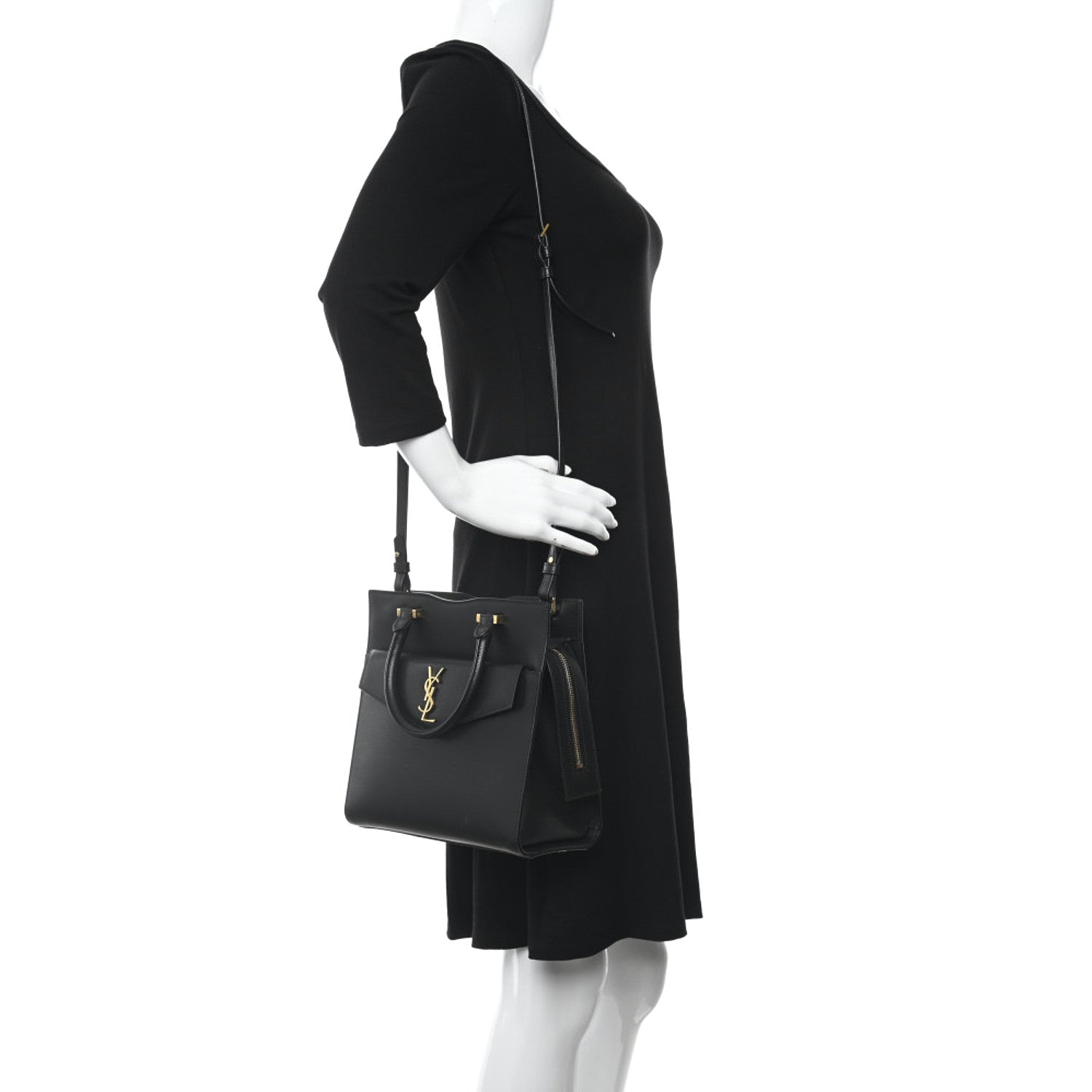 Saint Laurent Grain De Poudre Small Uptown Tote Black 2 of 10