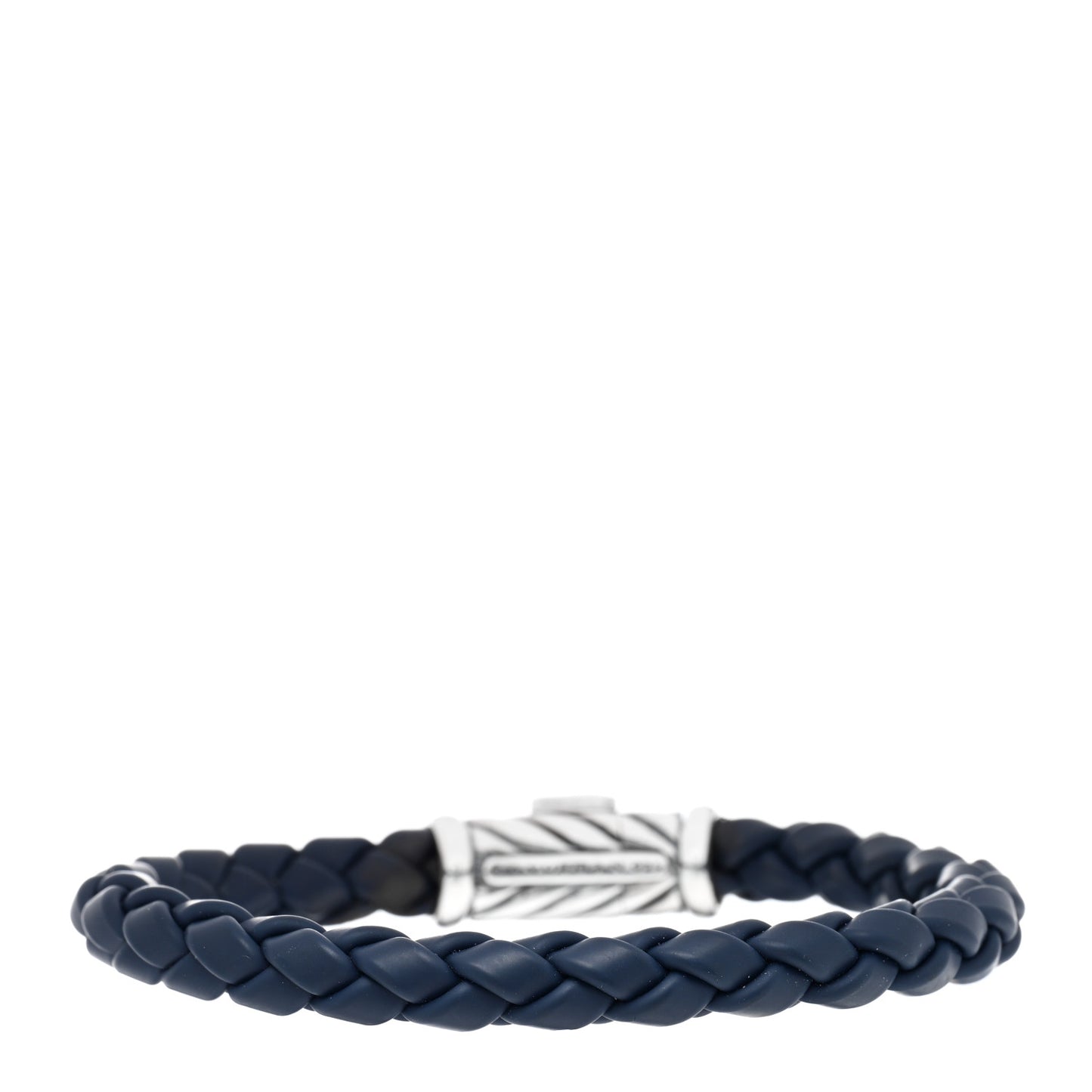 Sterling Silver Rubber Chevron Bracelet Black