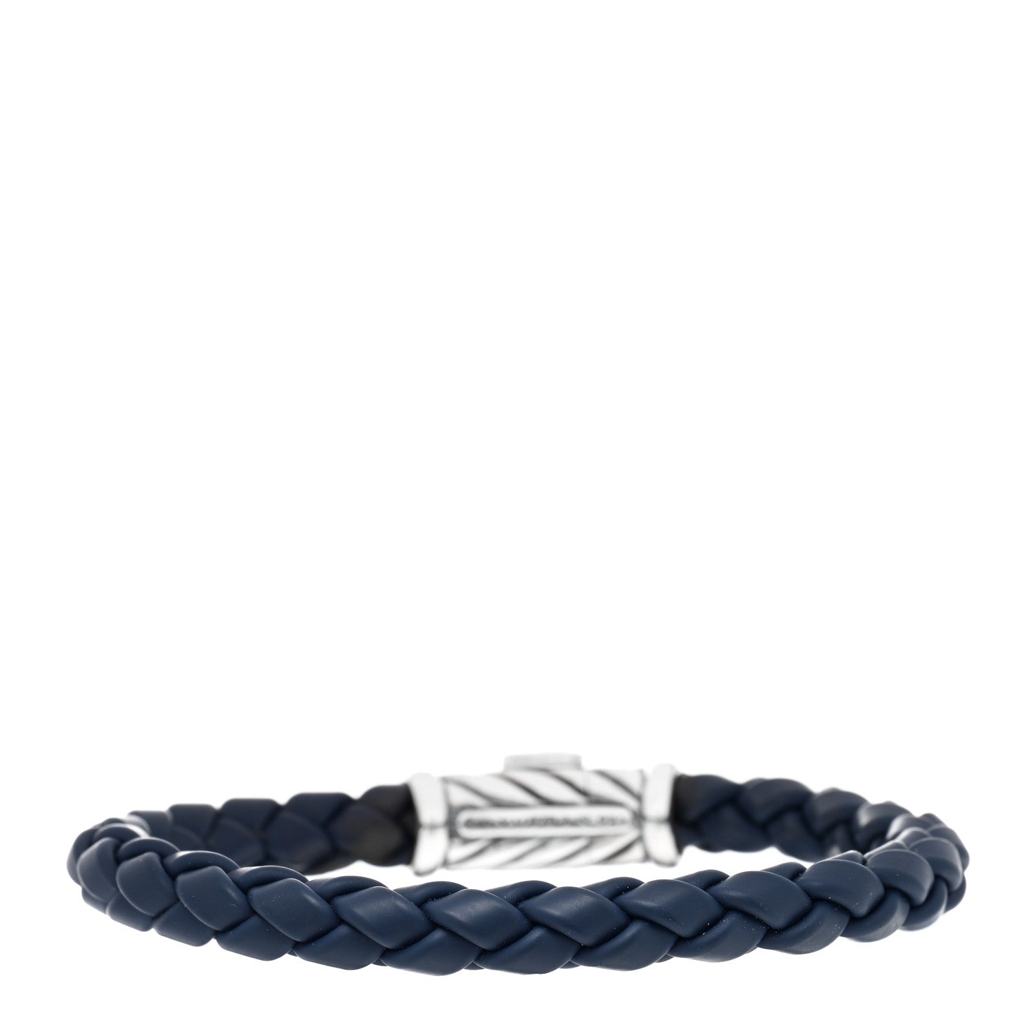 David Yurman Sterling Silver Rubber Chevron Bracelet Black 1 of 3