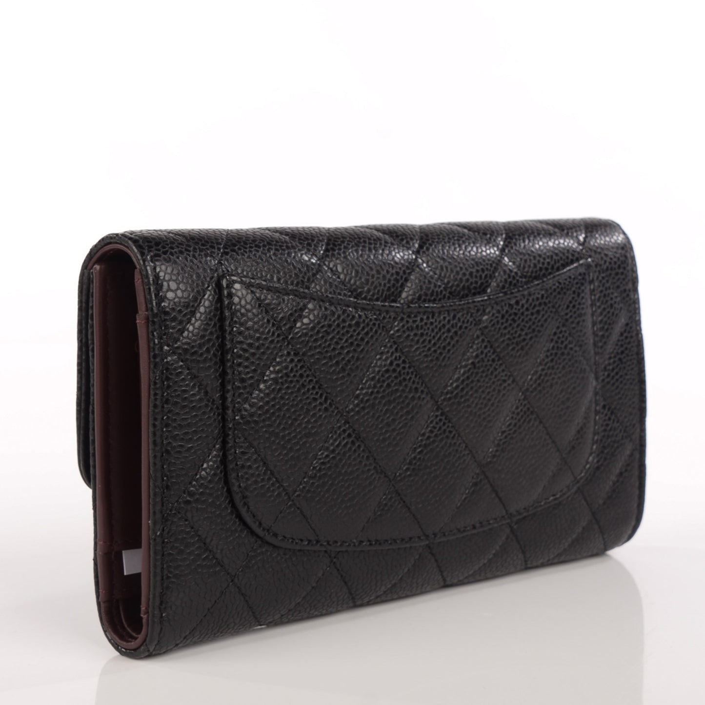 Caviar Quilted Large Flap Wallet Black