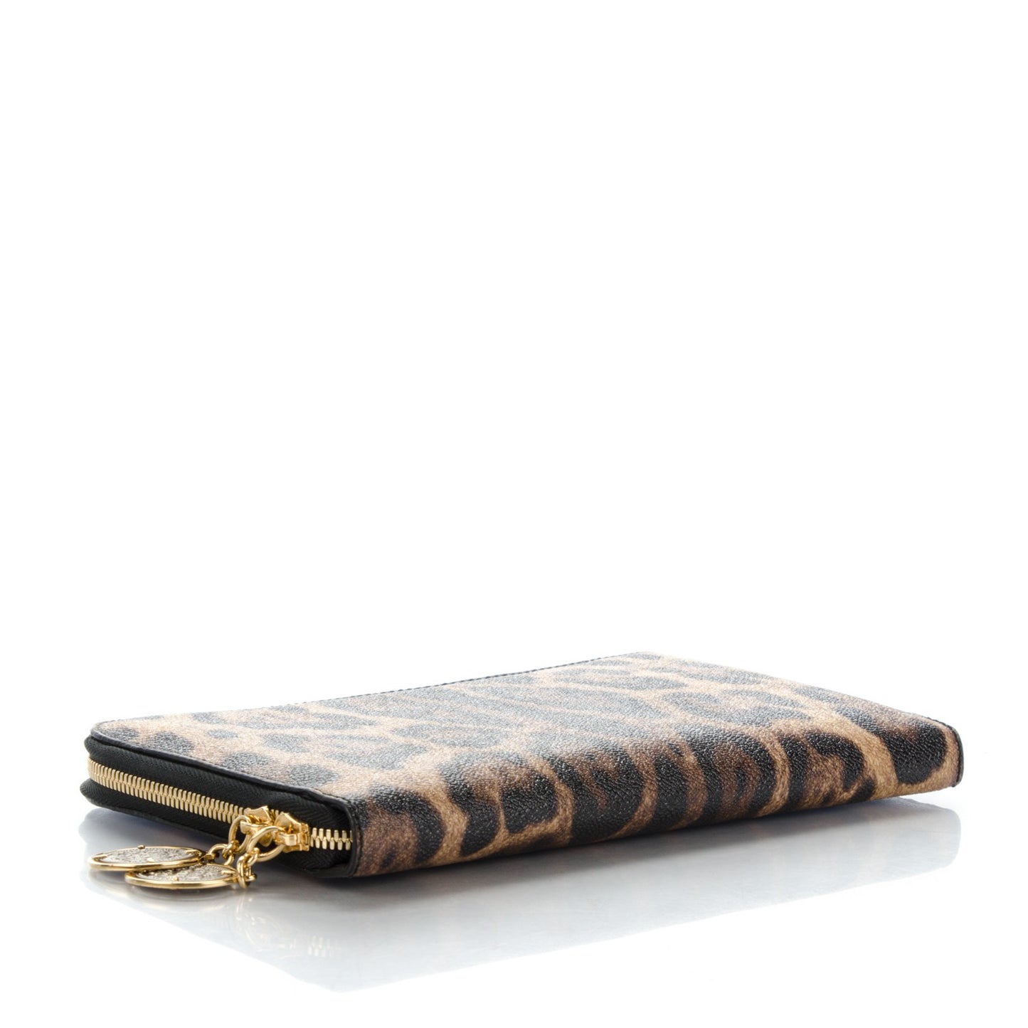 Dauphine Crespo Leopard Print Zip Around Pochette Naturale