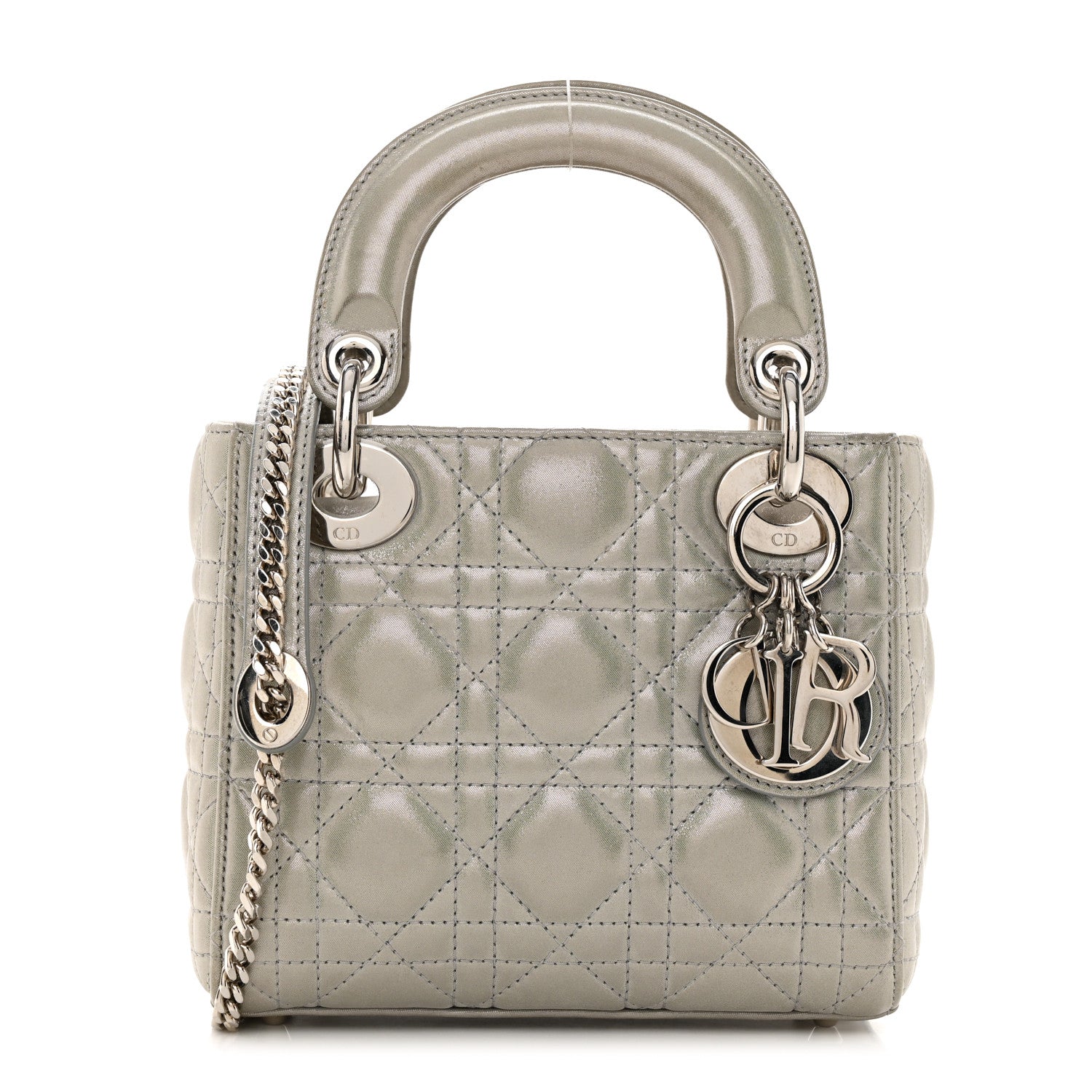 Christian Dior Metallic Nubuck Cannage Mini Lady Dior Silver 1 of 12