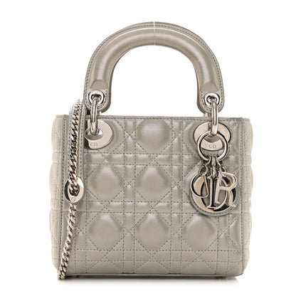 Christian Dior Metallic Nubuck Cannage Mini Lady Dior Silver 1 of 12