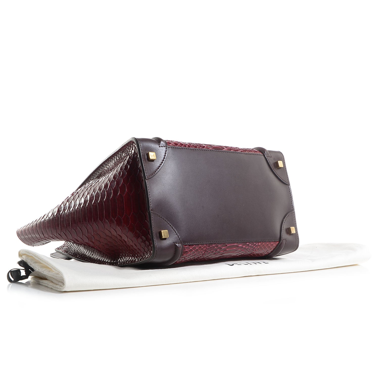 Celine Python Smooth Calfskin Mini Luggage Burgundy 5 of 9