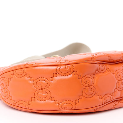 Gucci Calfskin GG Matelasse Small Hobo Shoulder Bag Spring Orange Natural 9 of 10