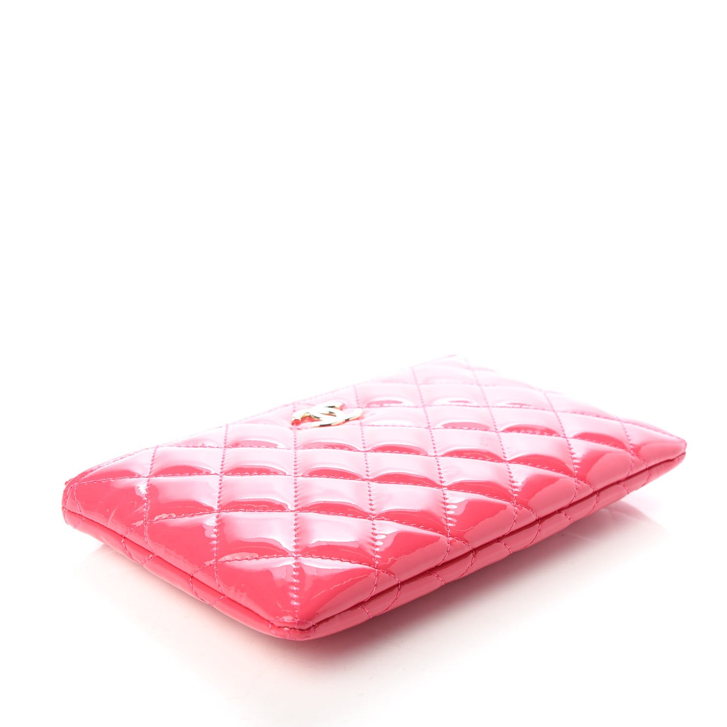 Patent Quilted Small Cosmetic Case Pink