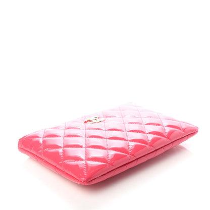 Chanel Patent Quilted Small Cosmetic Case Pink 4 of 8