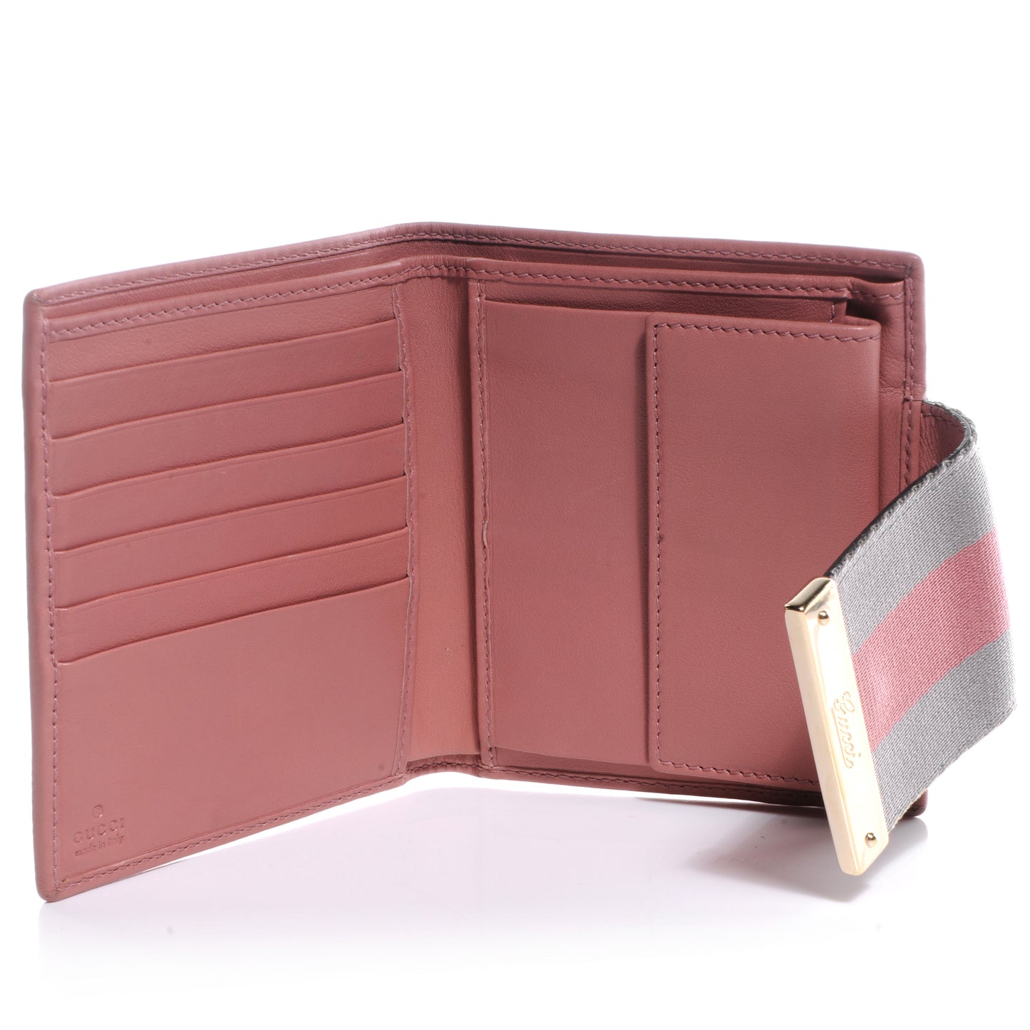 Monogram Selleria Calfskin Web Ladies Web French Wallet Pink