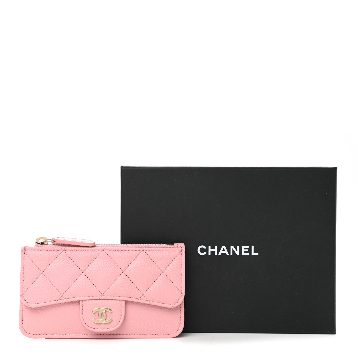 Chanel Caviar Quilted Flap Zip Card Holder Pink 8 of 8