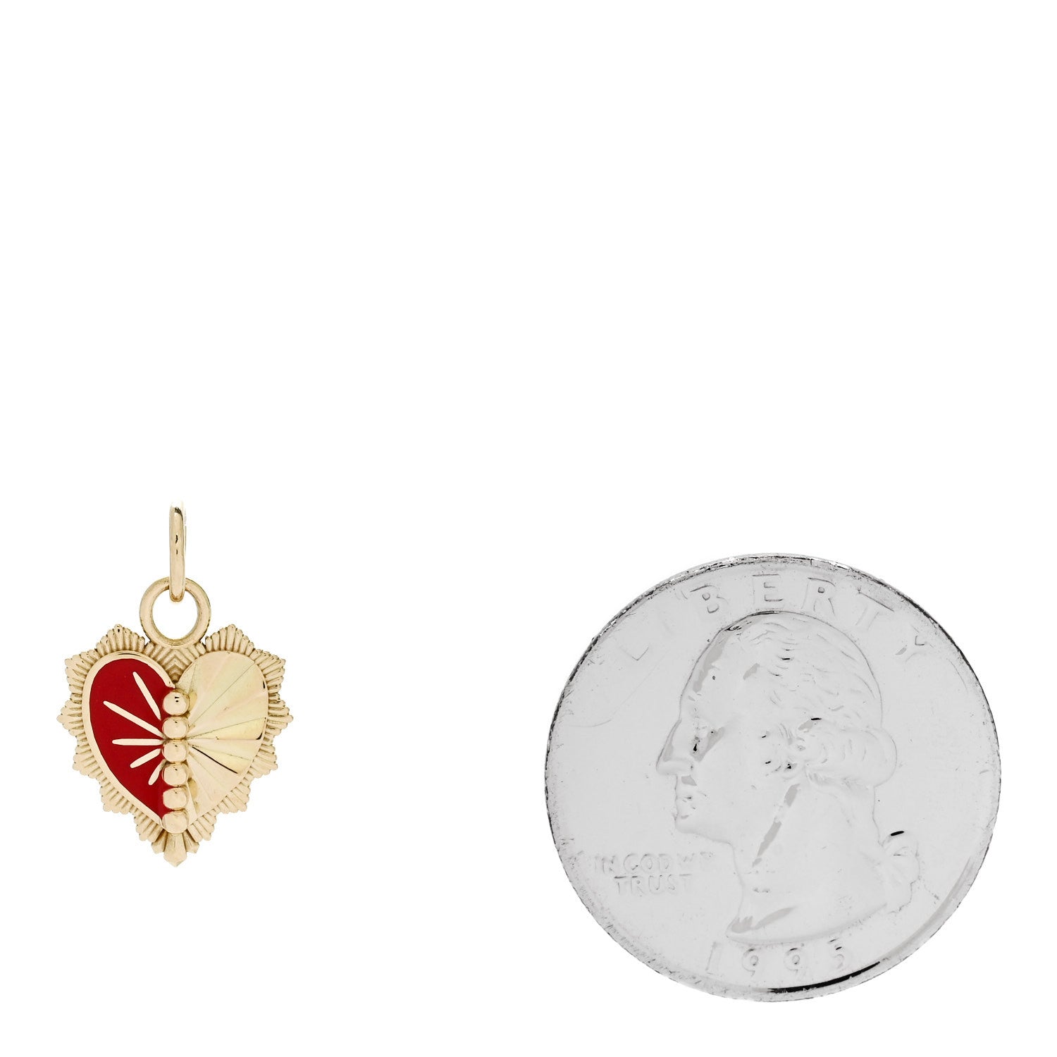 Foundrae 18K Yellow Gold Enamel Reflection Heart Miniature Medallion Pendant 2 of 4