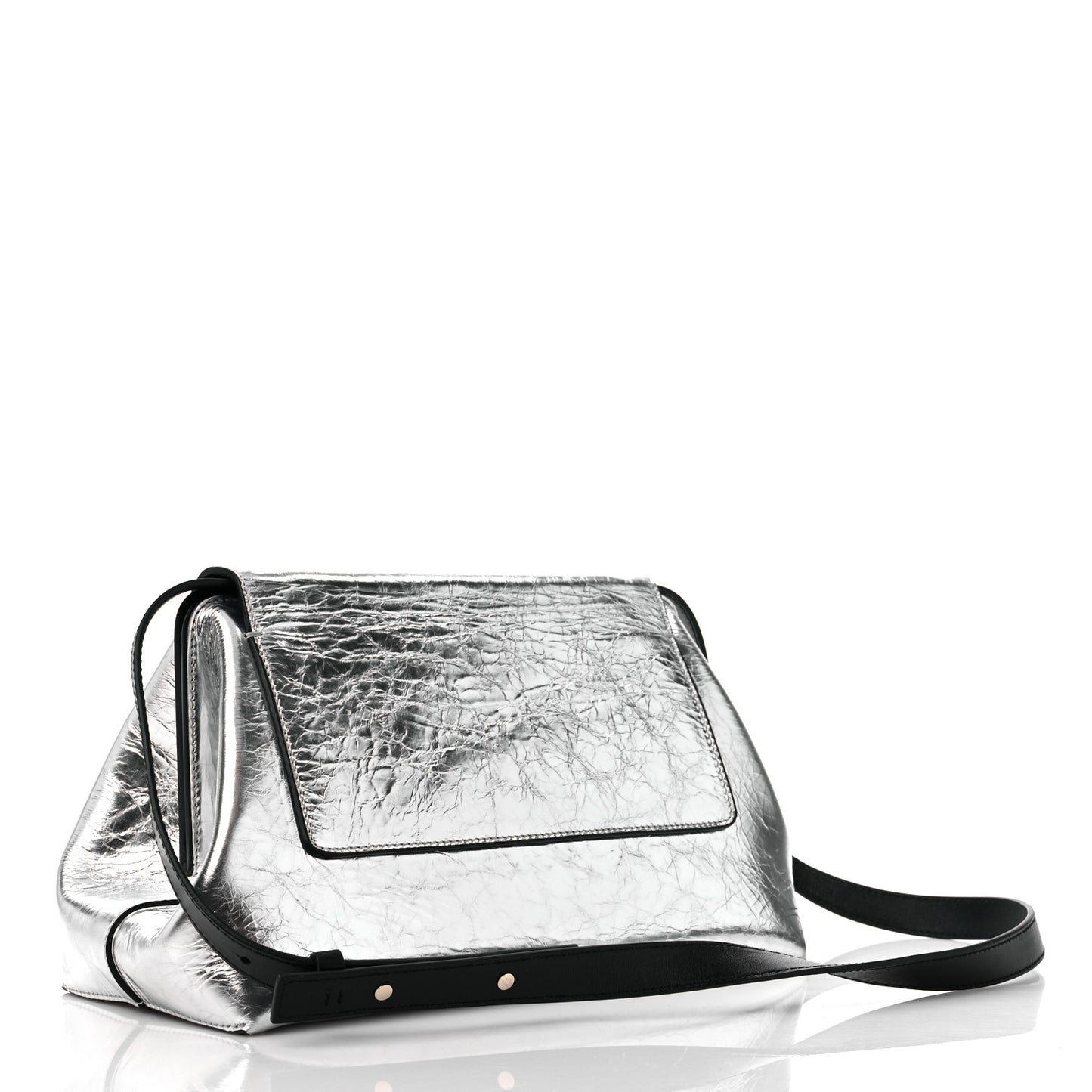 Metallic Calfskin Penelope Clutch Silver