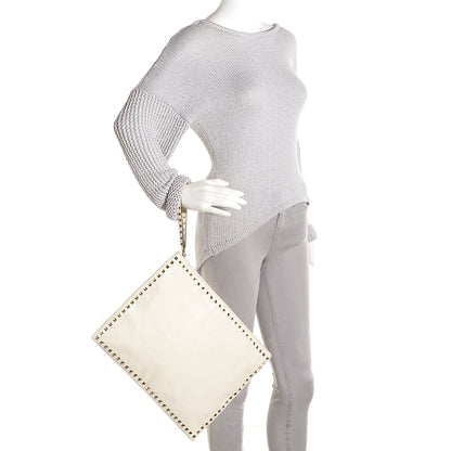 Valentino Garavani Vitello Oversized Rockstud Zip Wristlet Pouch Light Ivory 2 of 8