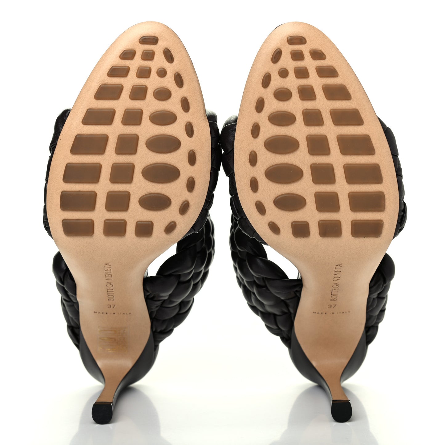 Nappa Twisted Padded Intrecciato Curve Slide Sandals 37 Fondant