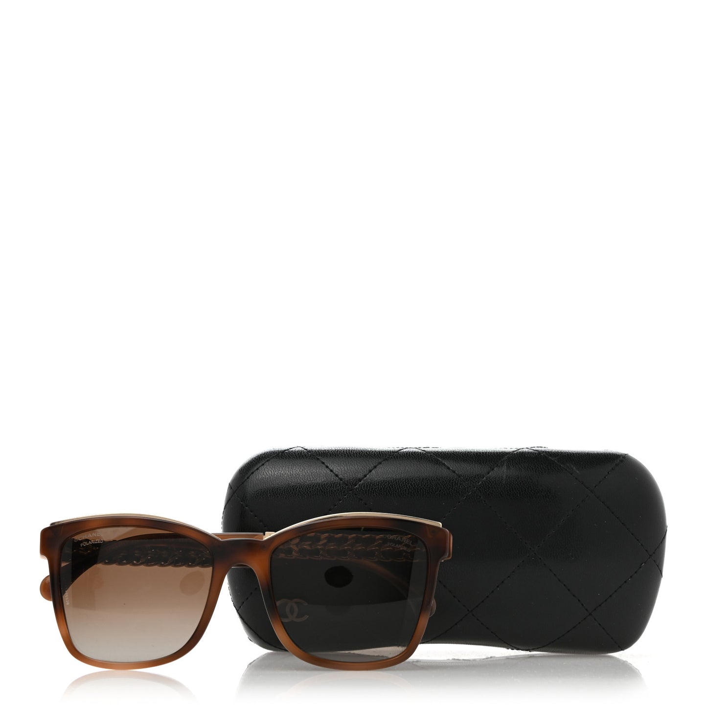 Polarized Square Chain Sunglasses 5360-Q Tortoise