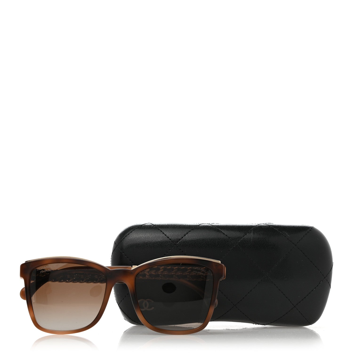 Chanel Polarized Square Chain Sunglasses 5360-Q Tortoise 9 of 9