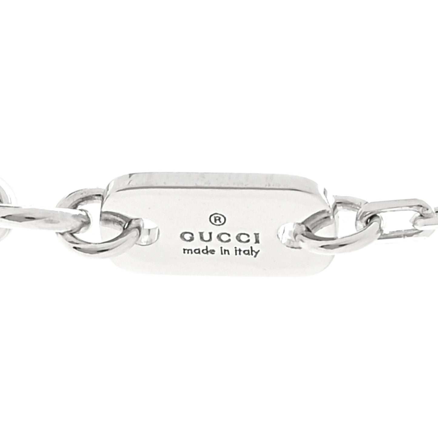 18K White Gold Diamond Running GG Pendant Necklace