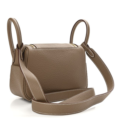 Hermes Taurillon Clemence Mini Lindy 20 Etoupe 3 of 10
