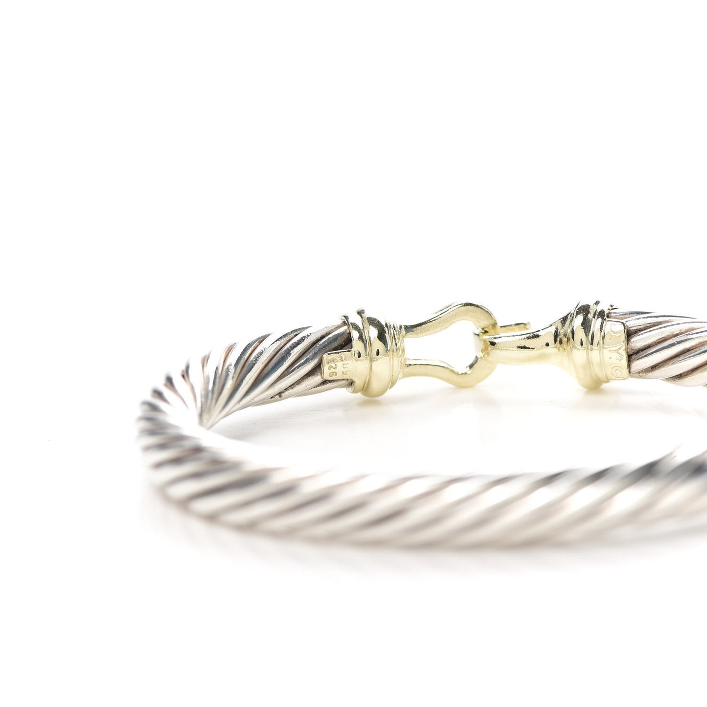 Sterling Silver 14K Yellow Gold 7mm Cable Classic Buckle Bracelet