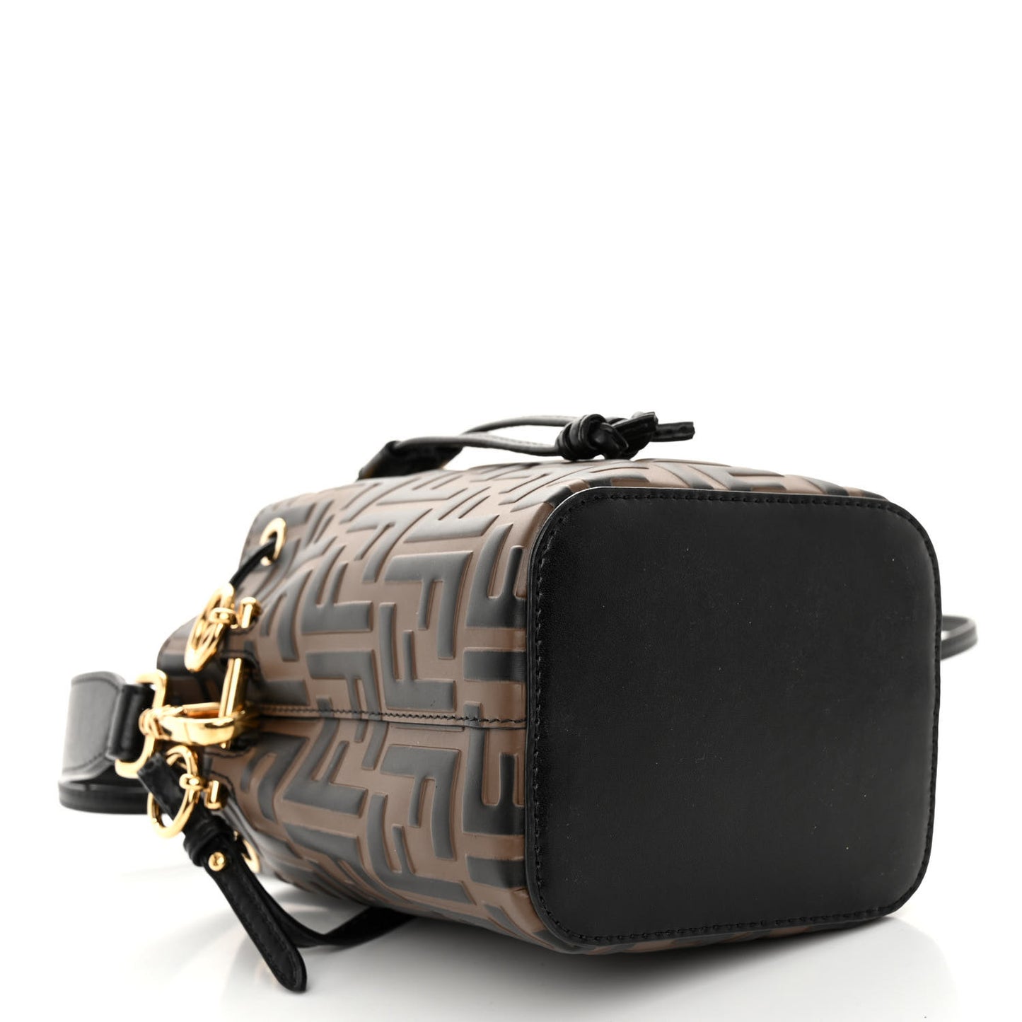Vitello Liberty F is Fendi Bi-Color FF 1974 Embossed Mini Mon Tresor Bucket Bag Maya Black