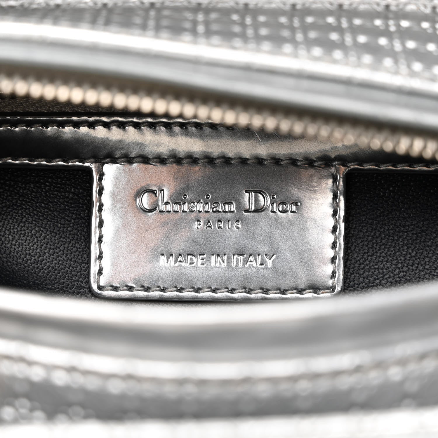 Christian Dior Metallic Patent Micro-Cannage Medium Lady Dior Silver 6 of 13