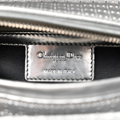 Christian Dior Metallic Patent Micro-Cannage Medium Lady Dior Silver 6 of 13