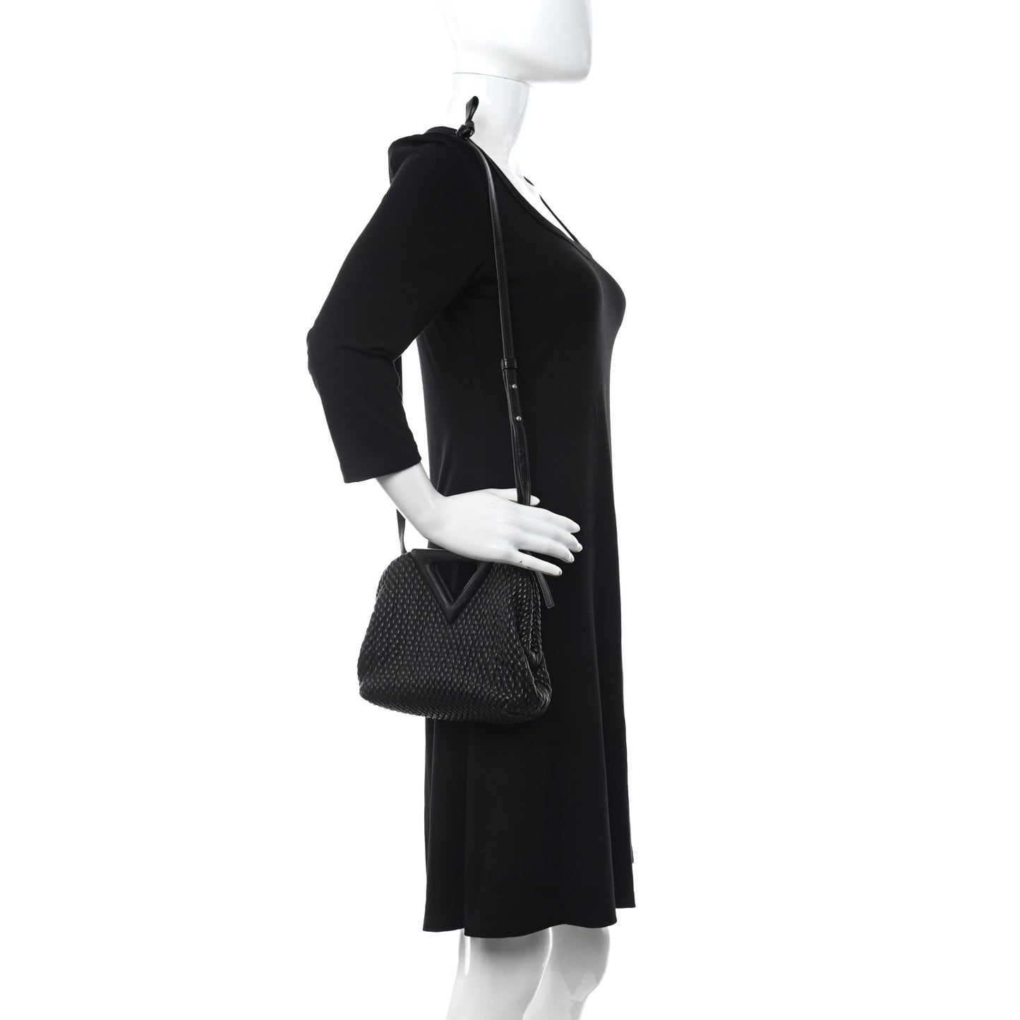 Lambskin Knit Small The Point Triangle Bag Black