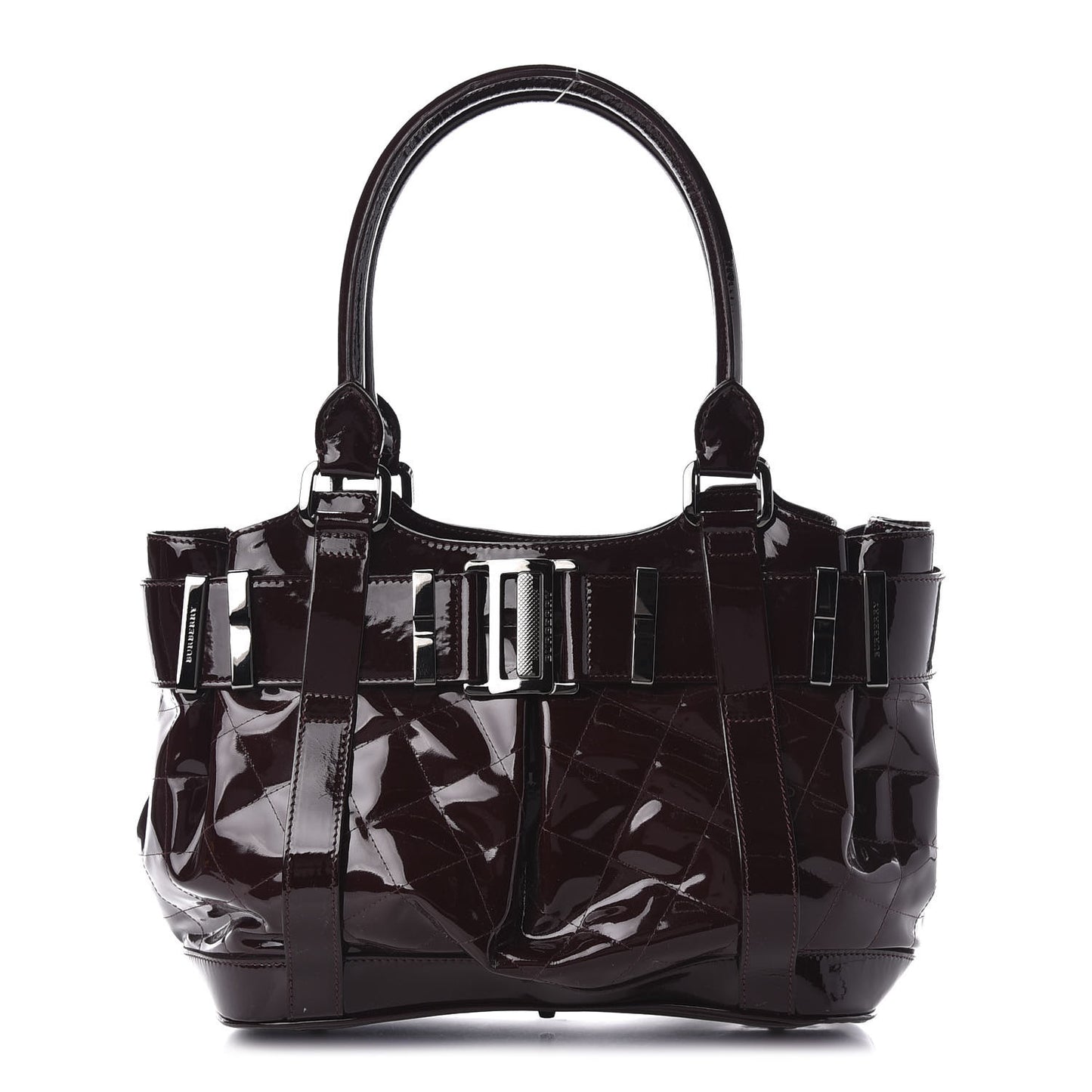 Patent Quilted Small Eastmore Landscape Tote Plum