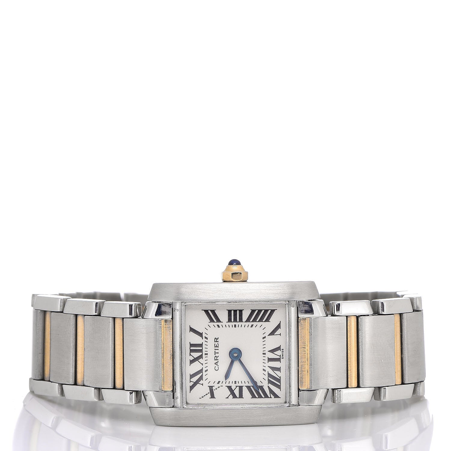 Cartier Stainless Steel 18K Yellow Gold 20mm Tank Francaise Quartz Watch 3 of 8