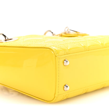 Christian Dior Patent Cannage Mini Lady Dior Yellow 9 of 11