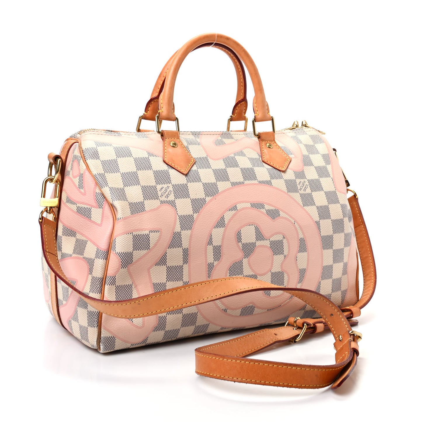 Damier Azur Tahitienne Speedy Bandouliere 30 Rose Ballerine