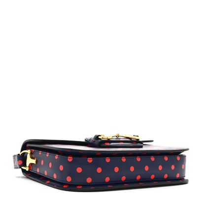 Gucci Shangai Calfskin Polka Dot Horsebit 1955 Shoulder Bag Blue Orange 4 of 10