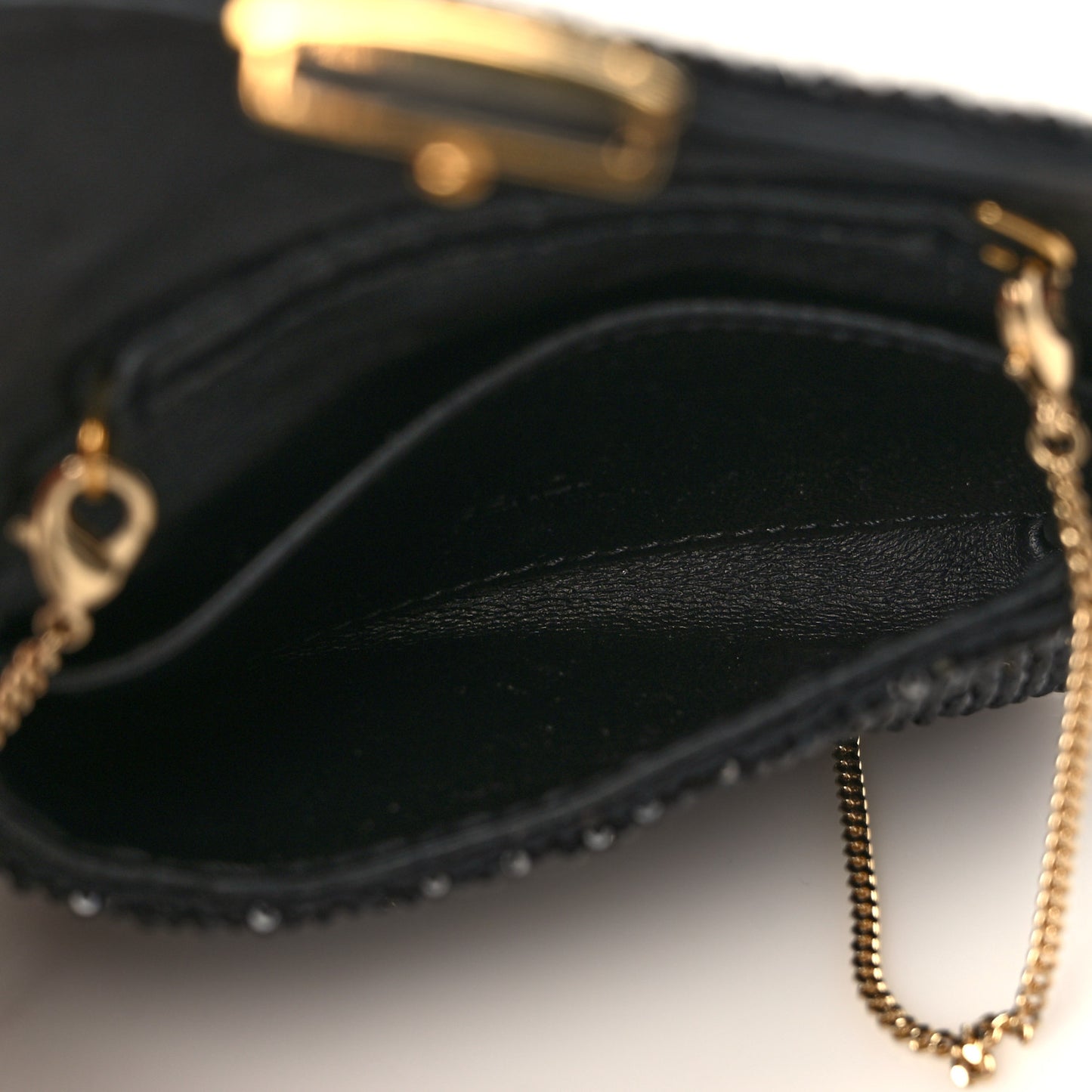 Crystal Vitello King Beaded Nano Baguette Charm Black