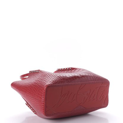 Christian Louboutin Crocodile Embossed Calfskin Spiked Small Cabarock Shopper Tote Red 4 of 9