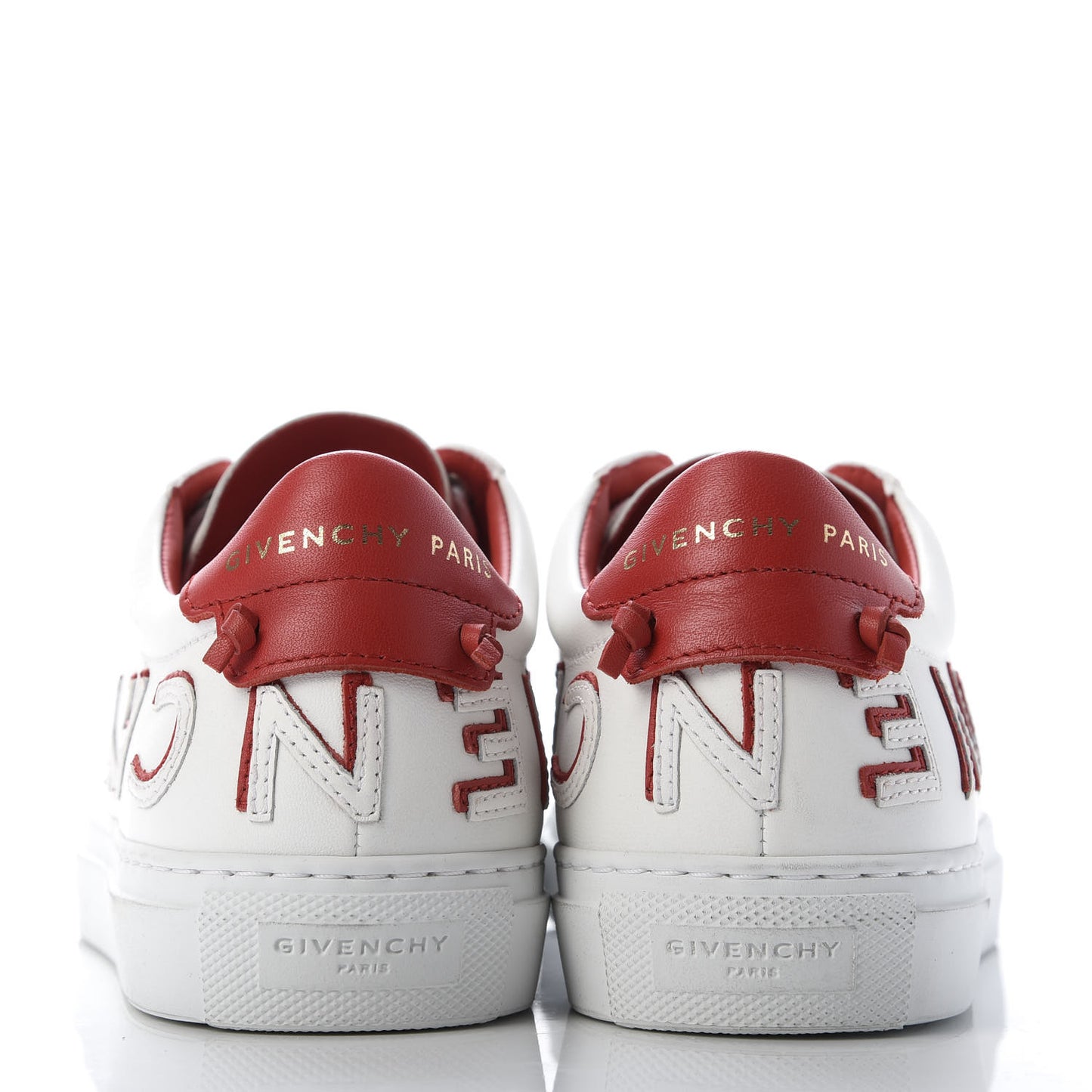 Calfskin Reverse Logo Womens Urban Street Sneakers 36.5 White Red
