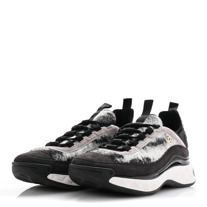 Chanel Fabric Suede Calfskin CC Sneakers 39 Gray 4 of 9