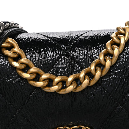 Chanel Crumpled Calfskin Shearling Sheepskin Quilted Medium Chanel 19 Flap Black 7 of 9