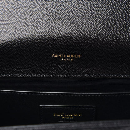 Saint Laurent Grain De Poudre Textured Mixed Matelasse Triquilt Medium Monogram Satchel Black 6 of 9